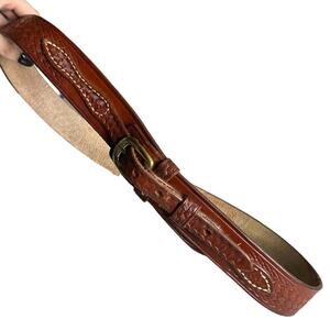 Vintage Leather Brown Embossed Western Cowboy Belt Cabela's Size 40